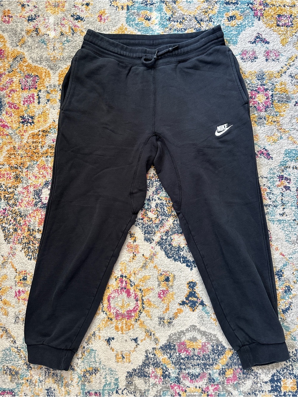 Nike Mens AW77 Cuffed Fleece Joggers Black Sweatpants Size S Small